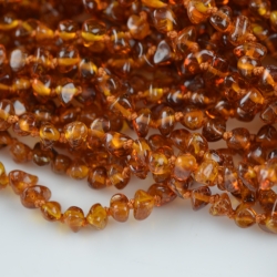 Cognac baroque beads long necklace